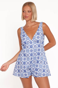Belle Playsuit - Blue Tile