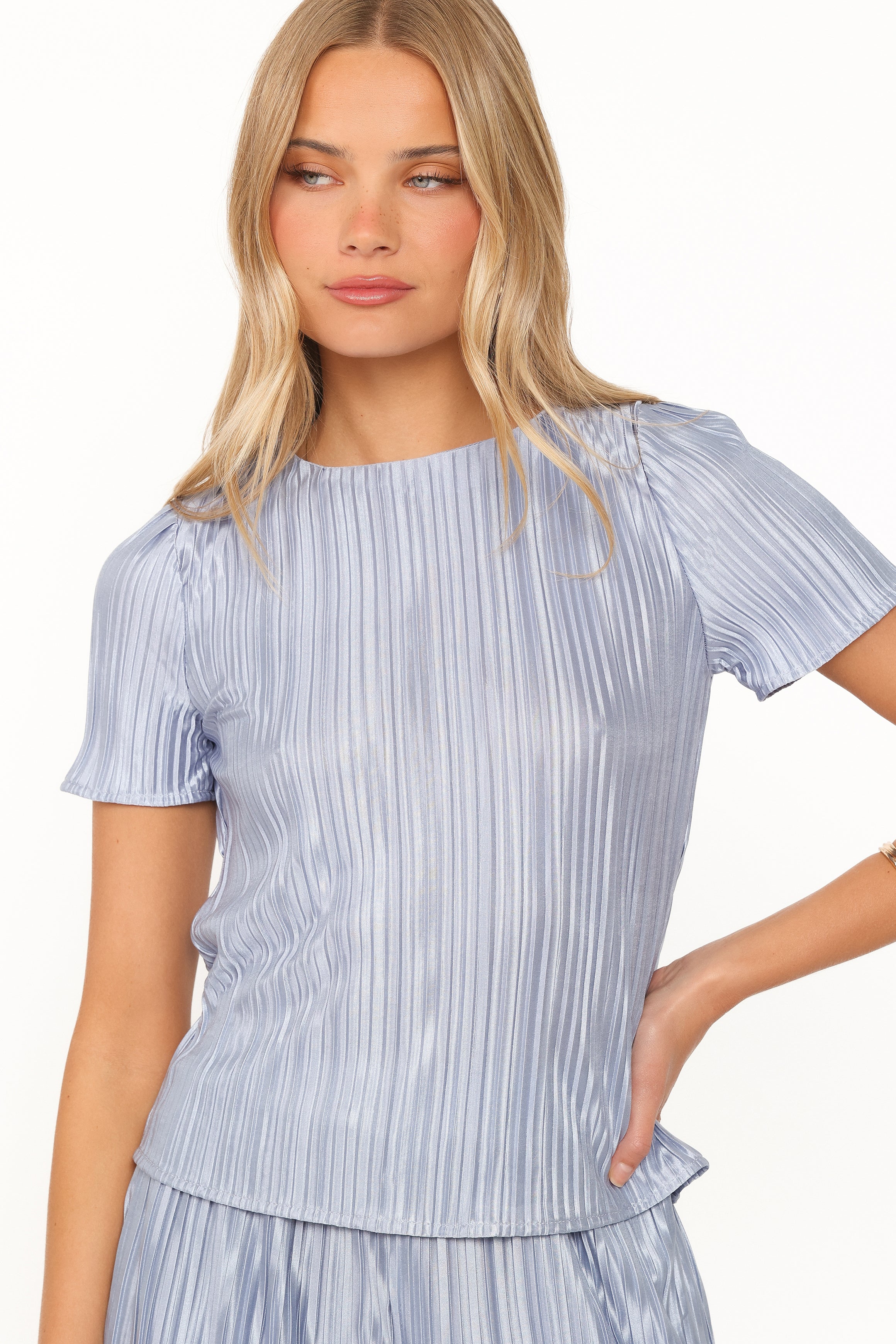 Belli Pleated Pant Set - Icy Blue
