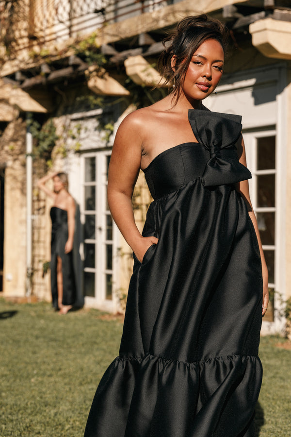 Betina Bow Front Maxi Dress - Black