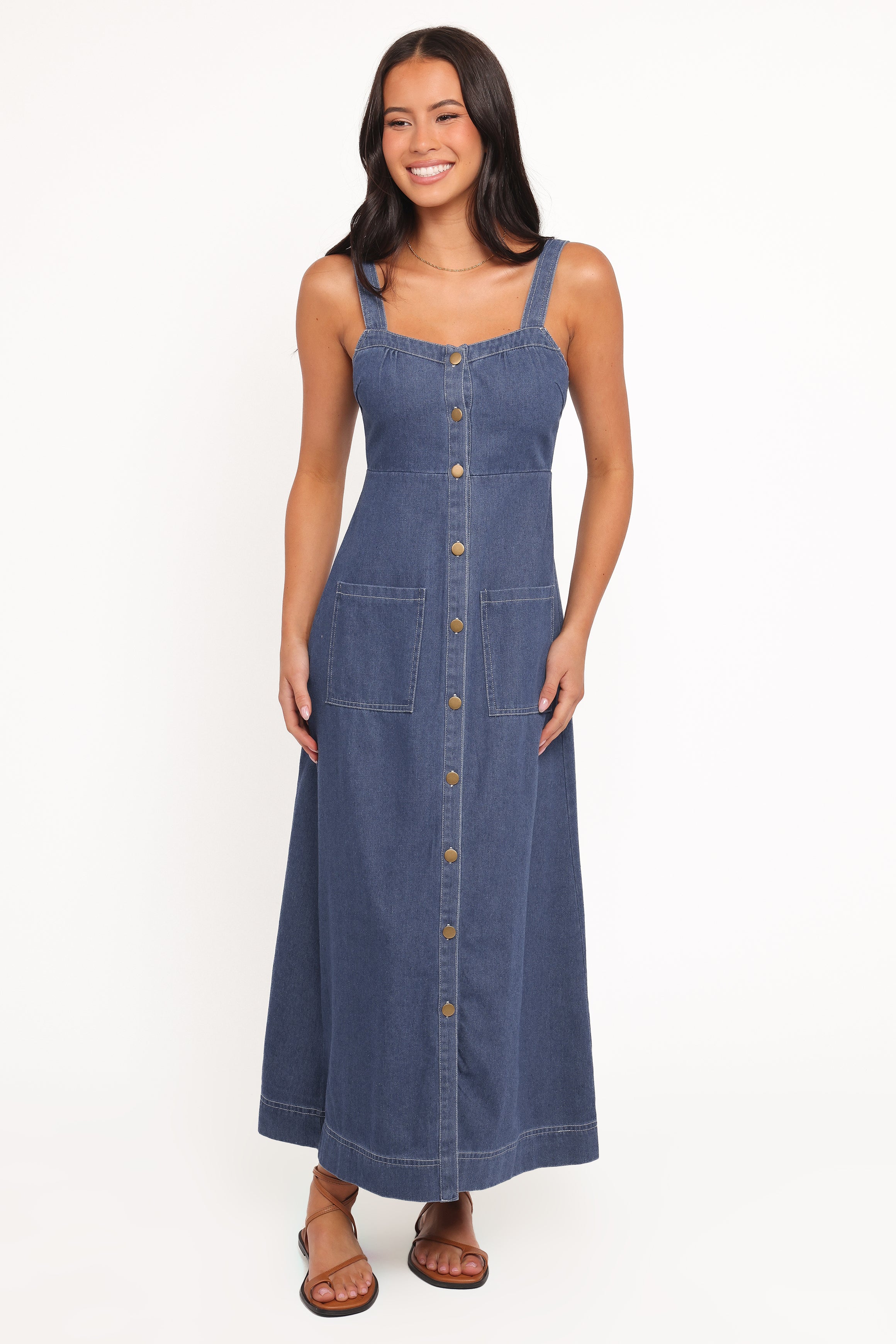 Bettie Midi Dress - Mid Blue Denim