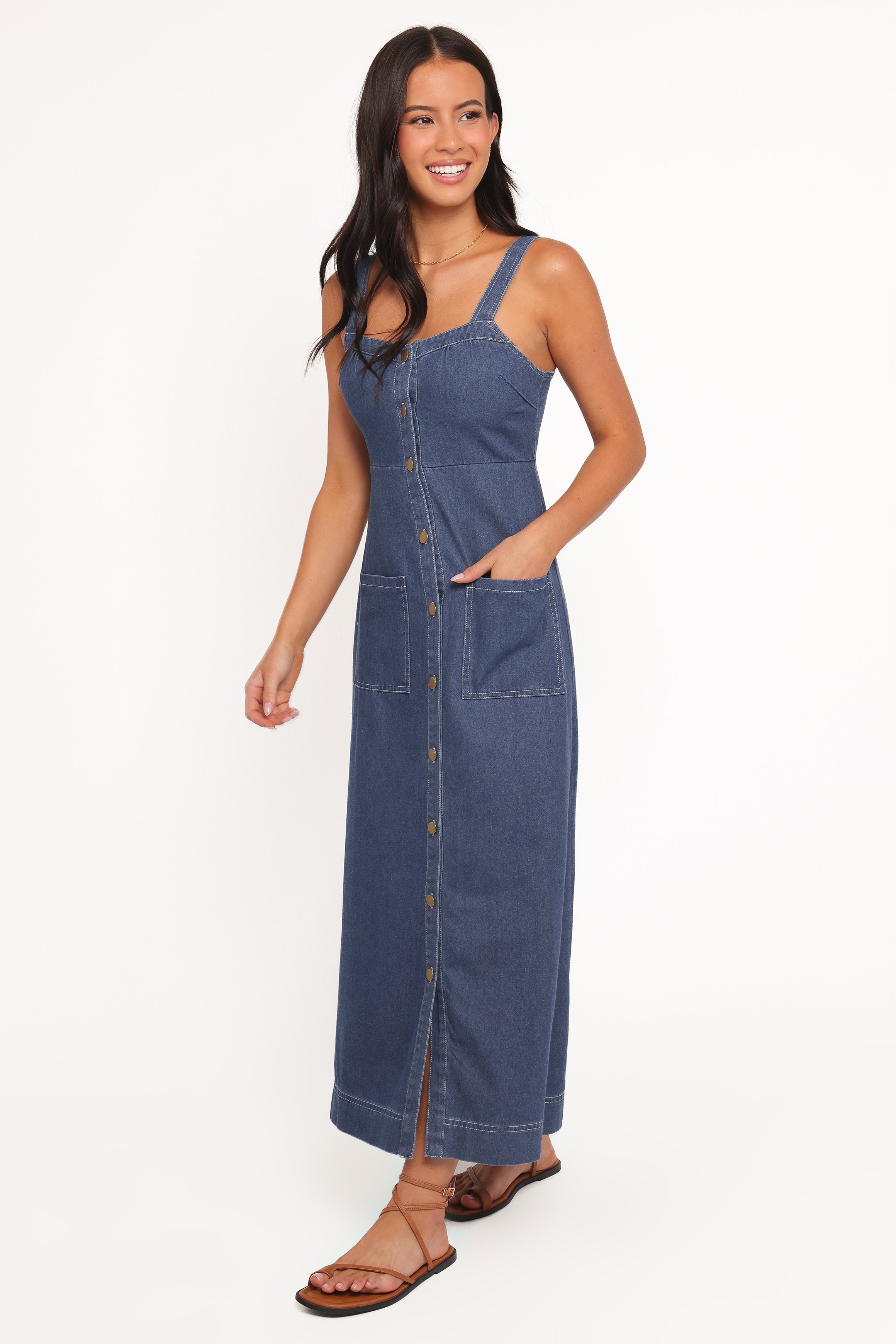 Bettie Midi Dress - Mid Blue Denim
