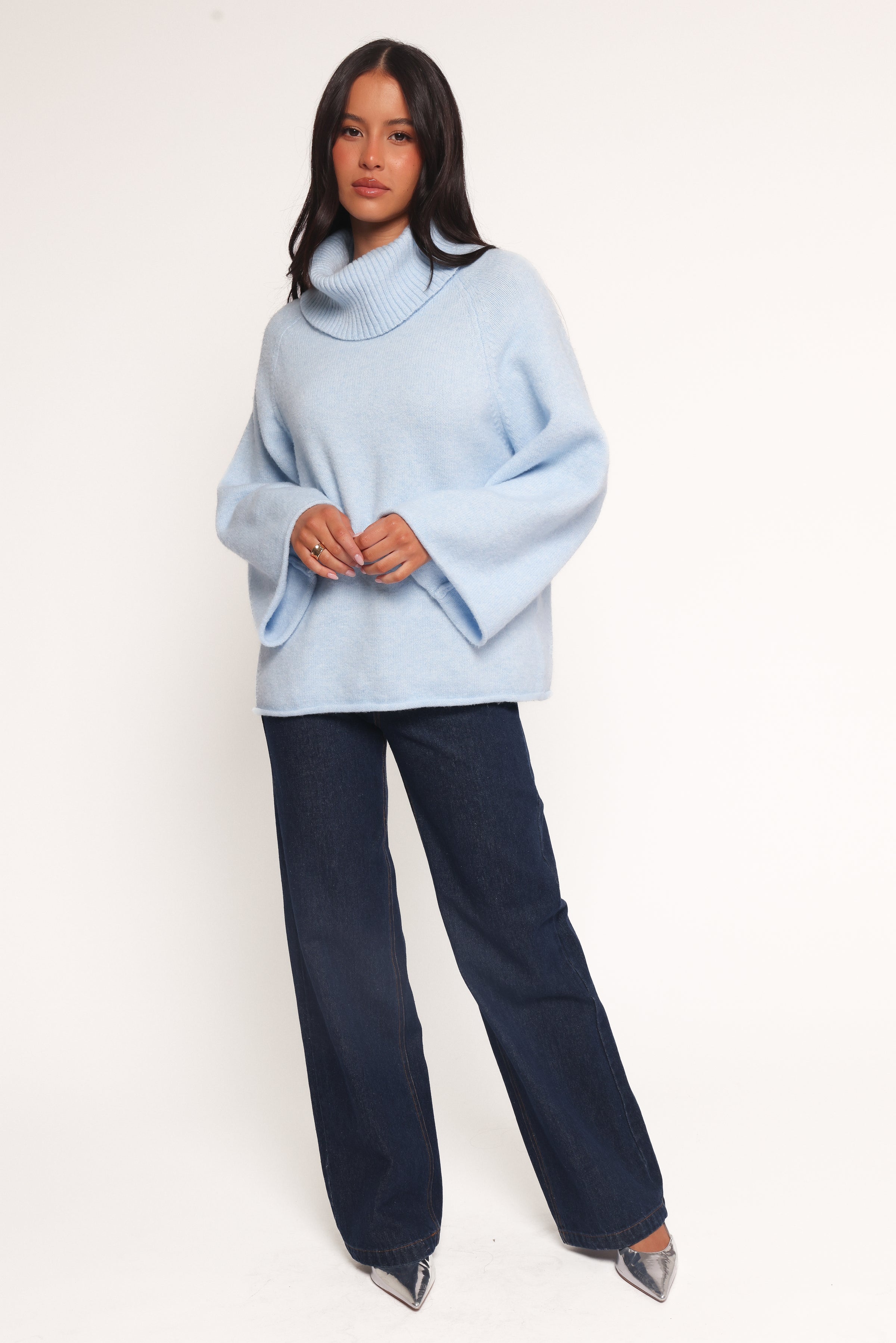 Bindy Cowlneck Knit Sweater - Blue