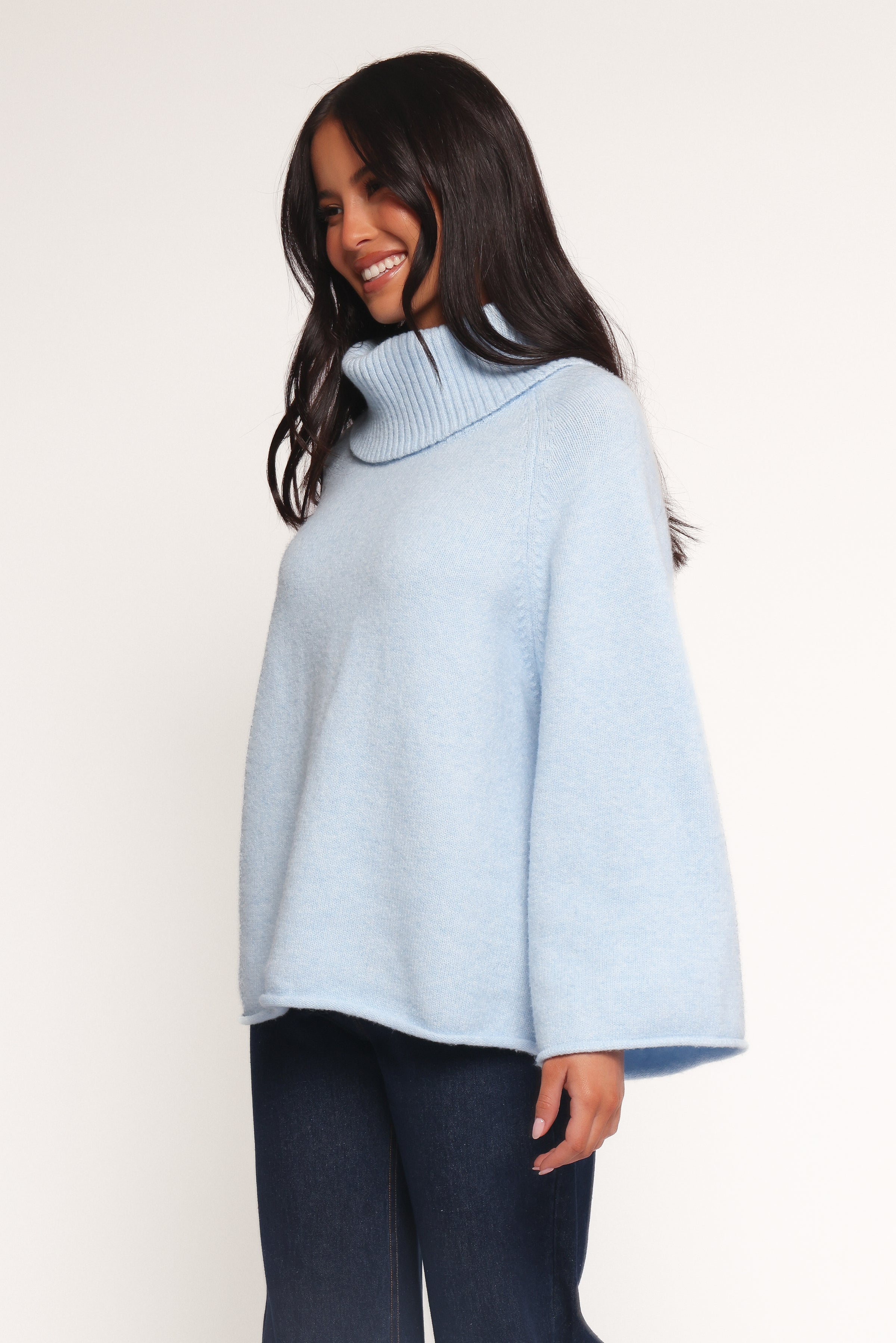 Bindy Cowlneck Knit Sweater - Blue