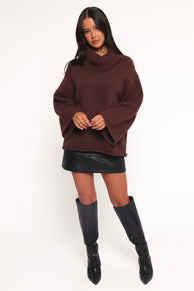 Bindy Cowlneck Knit Sweater - Brown