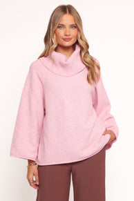 Bindy Cowlneck Knit Sweater - Pink