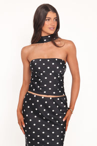 Blaine Halter Top - Black Polka