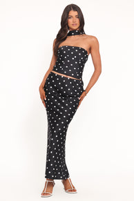 Blaine Maxi Skirt - Black Polka