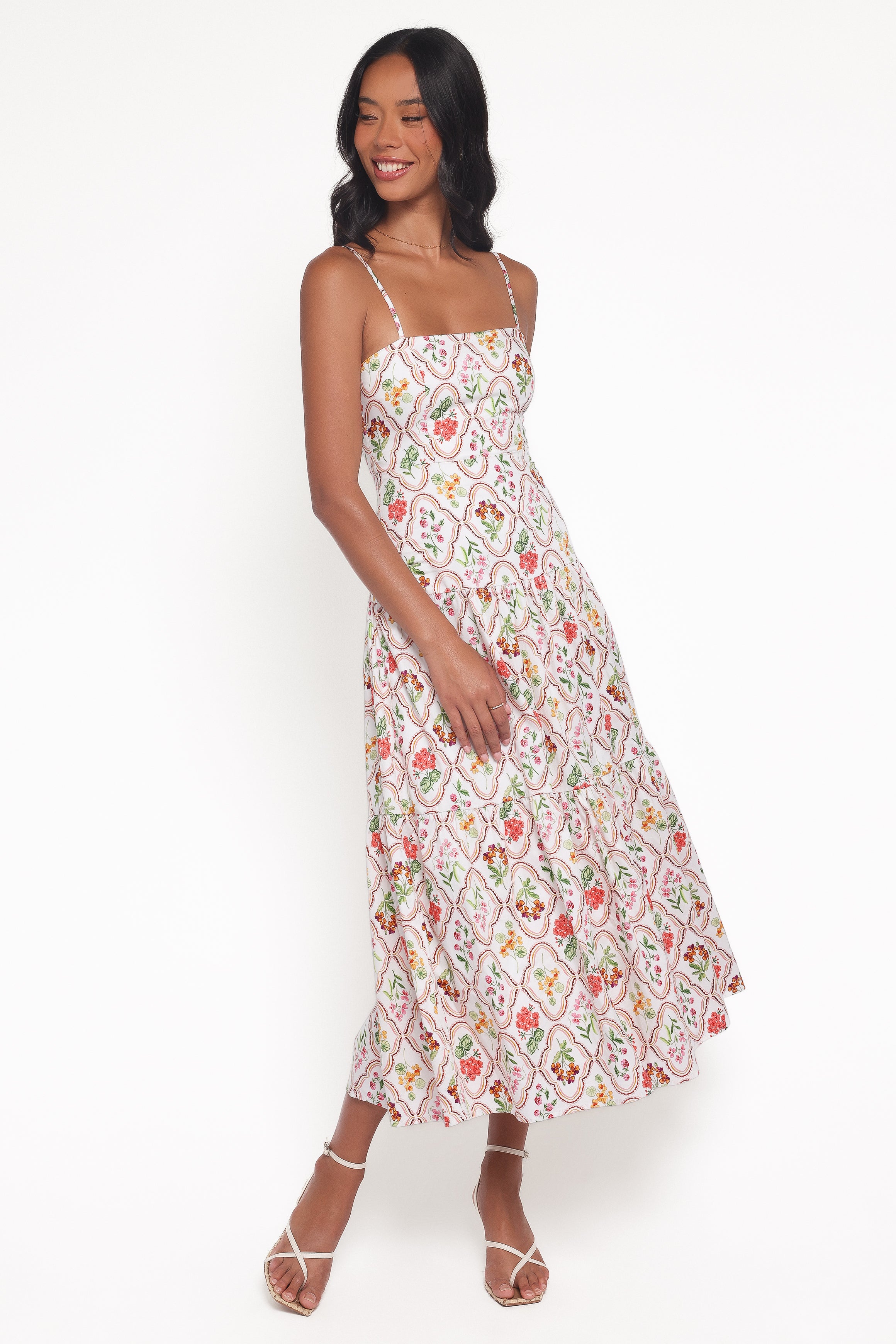 Botanique Midi Dress - Coral Wildflower