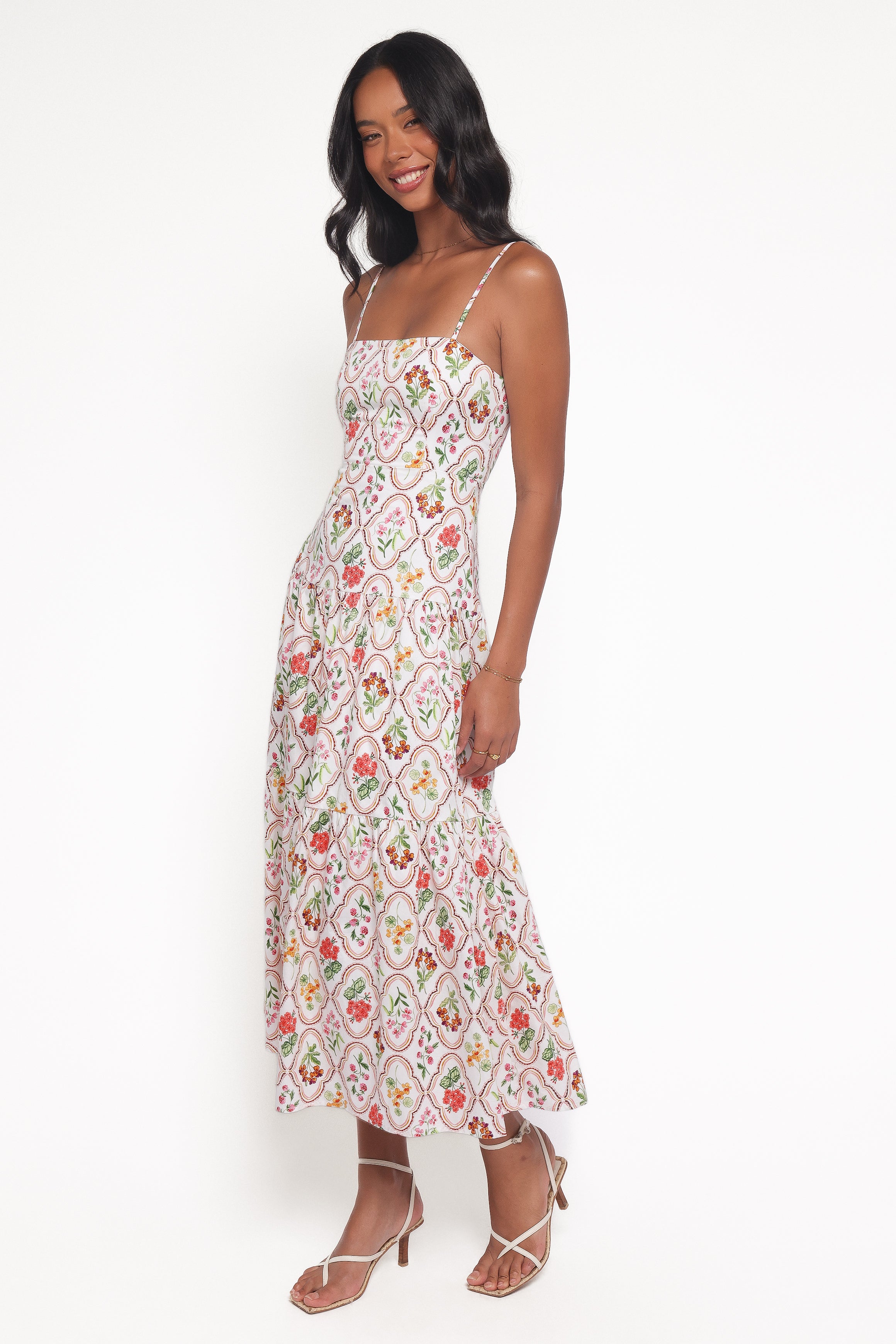 Botanique Midi Dress - Coral Wildflower