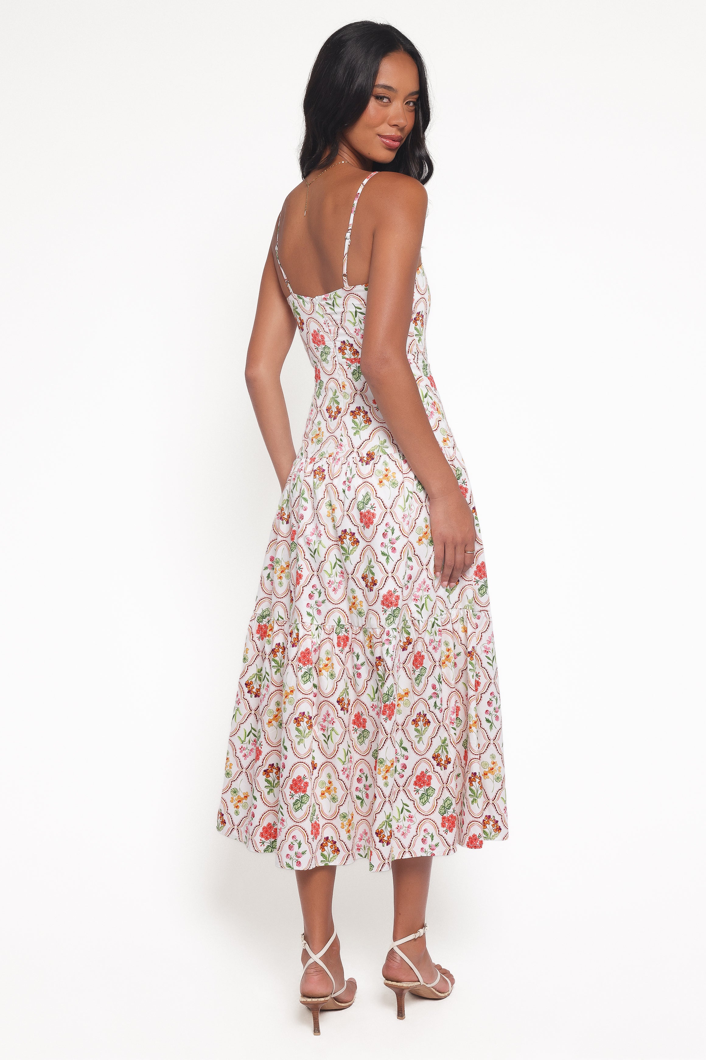 Botanique Midi Dress - Coral Wildflower