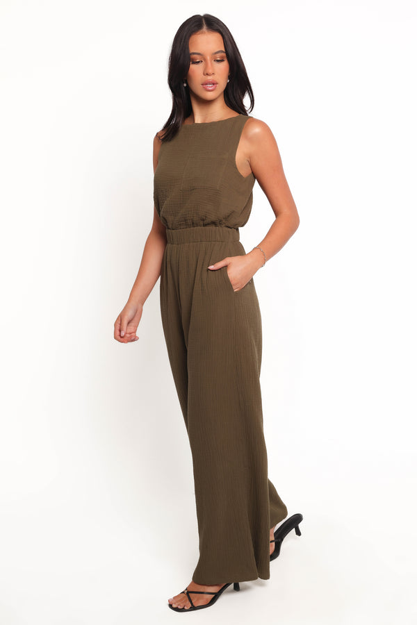 Brenna Cotton Jumpsuit - Olive