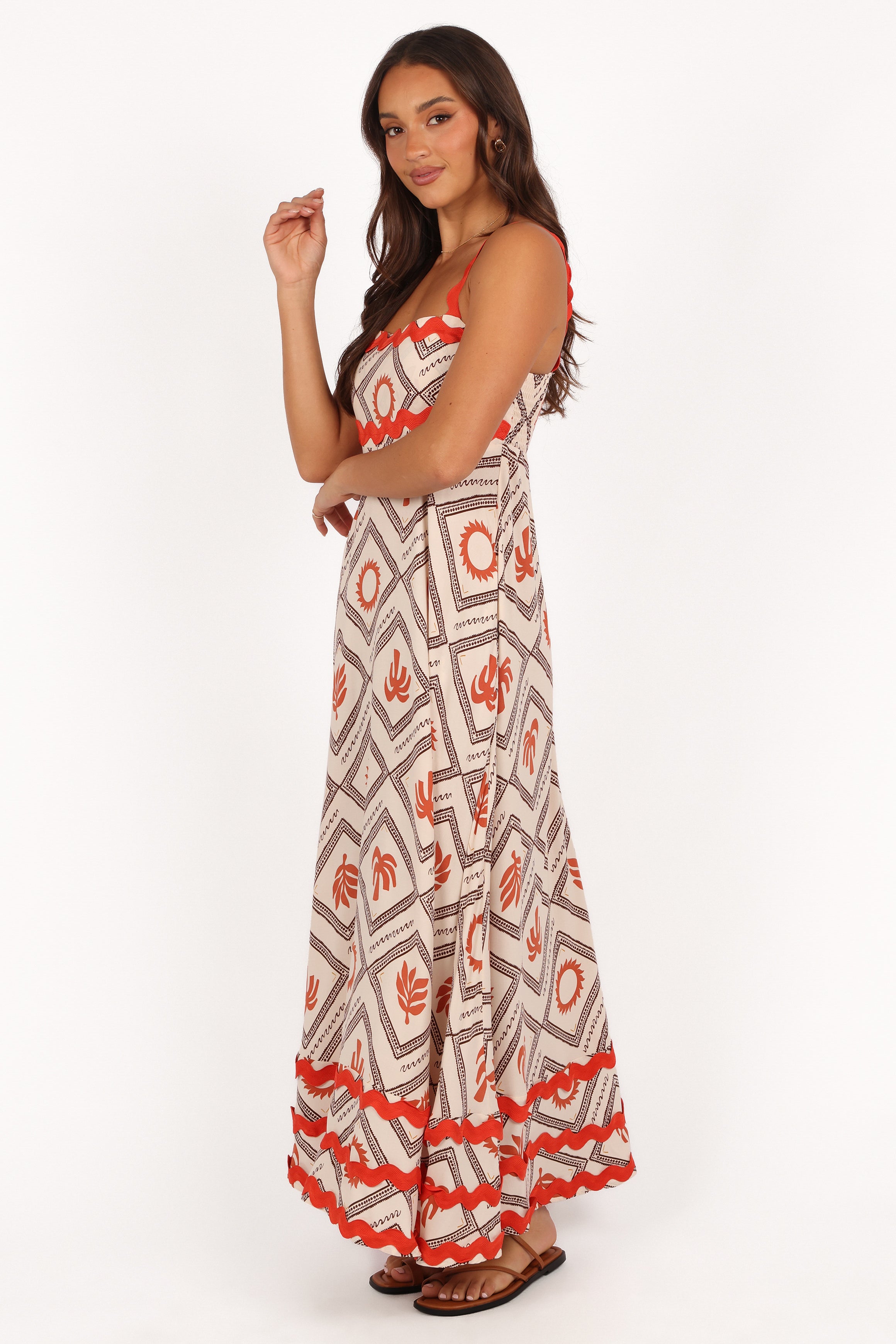 Briella Maxi Dress - White/Orange