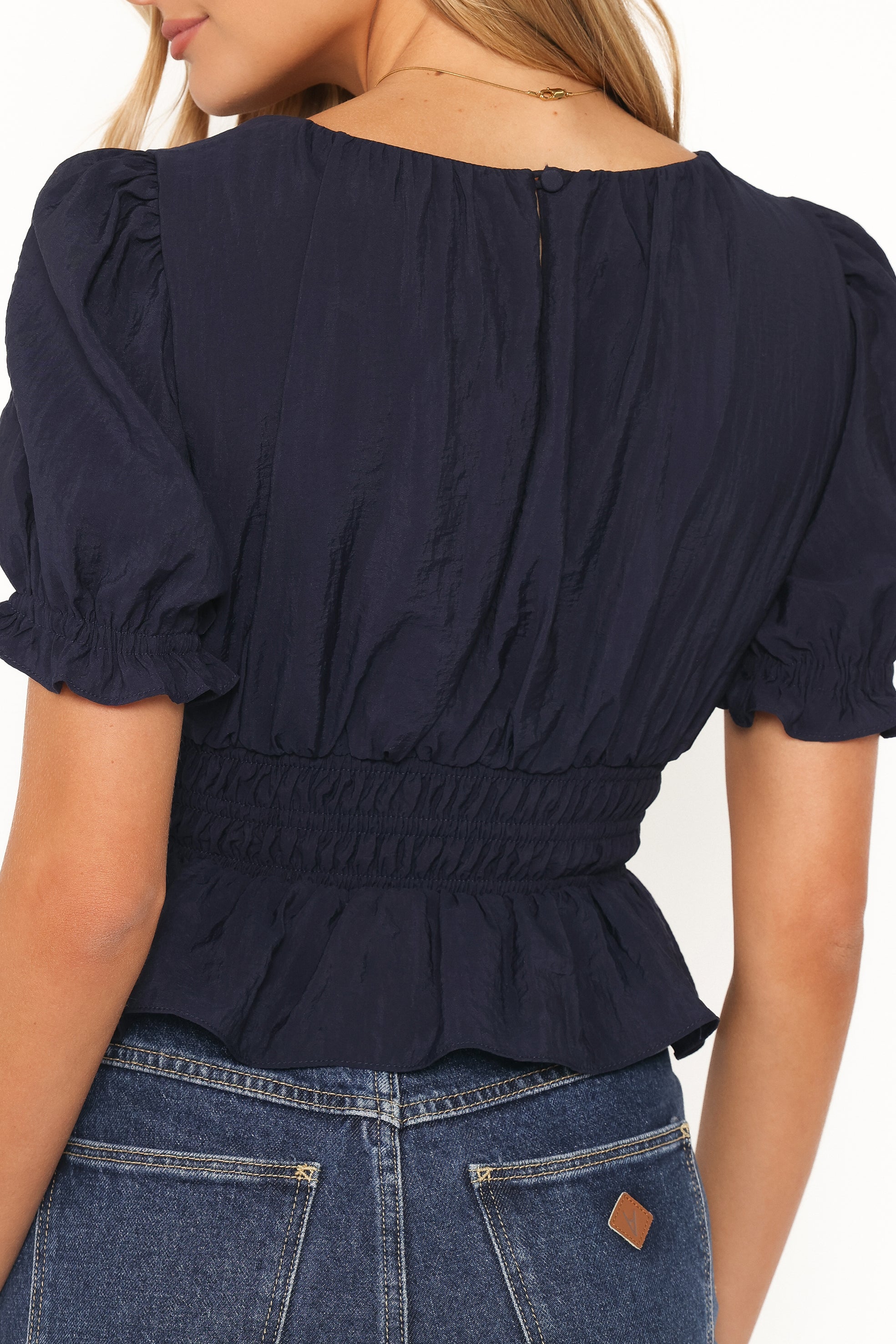 Britney Gathered Top - Navy