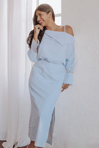 Broderick Midi Dress - Blue Stripe