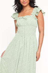 Bronte Midi Dress - Green Floral