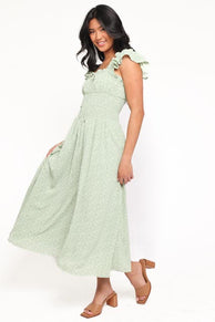 Bronte Midi Dress - Green Floral
