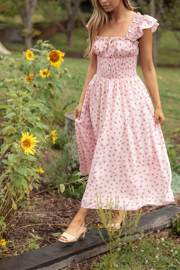 Bronte Midi Dress - Pink Floral