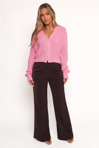 Bronwyn Waffle Knit Cardigan - Pink