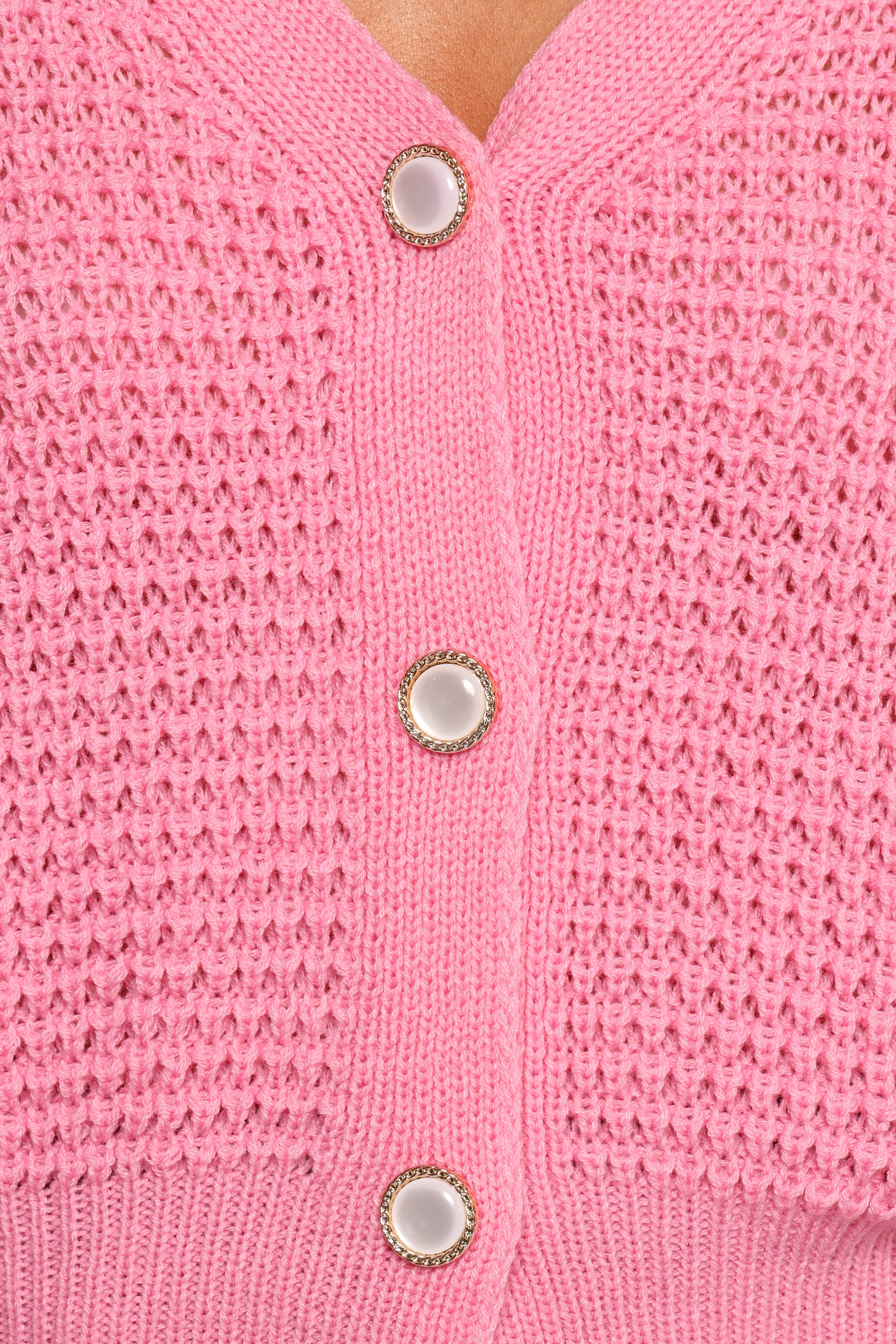 Bronwyn Waffle Knit Cardigan - Pink