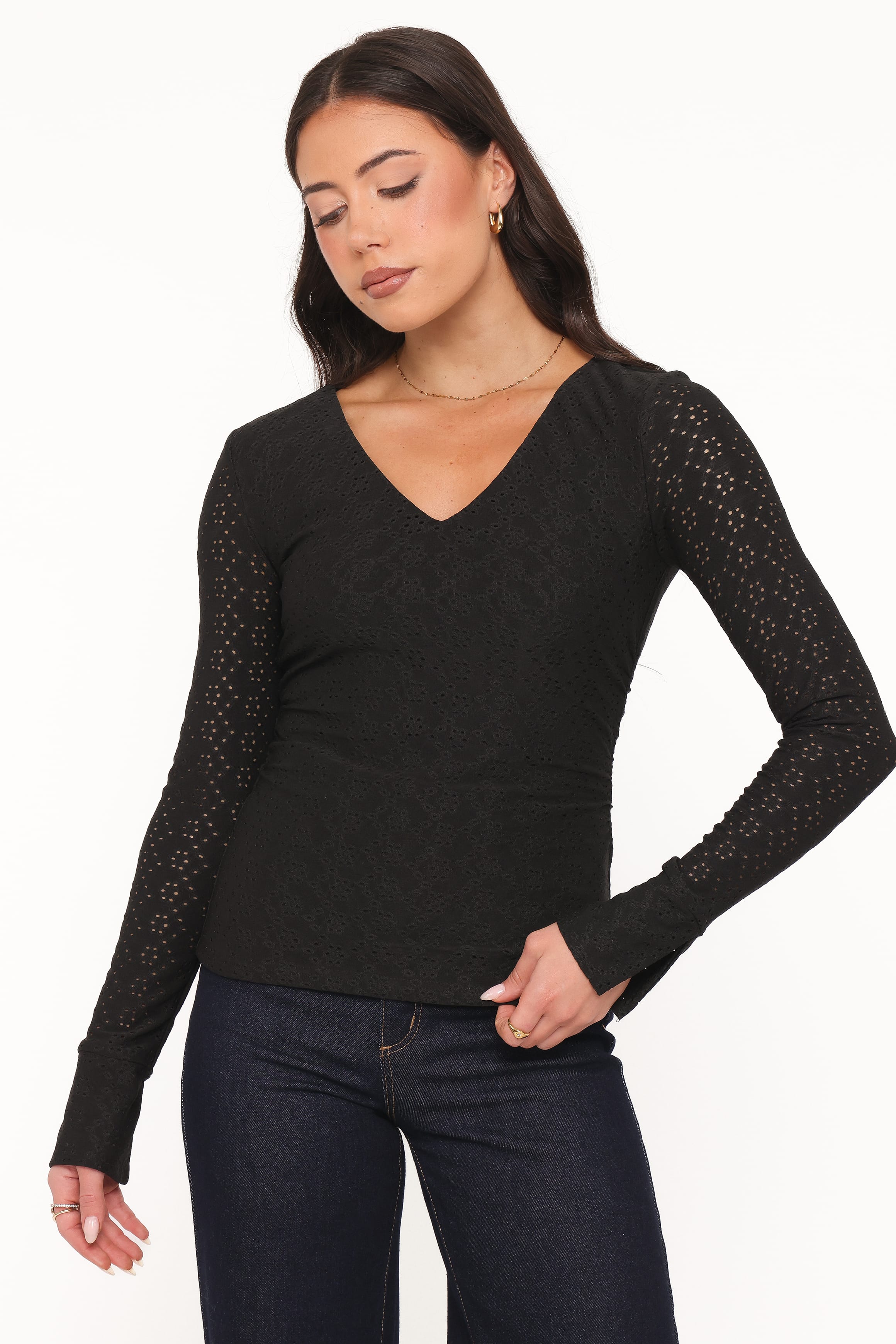 Brooklyn Eyelet Top - Black