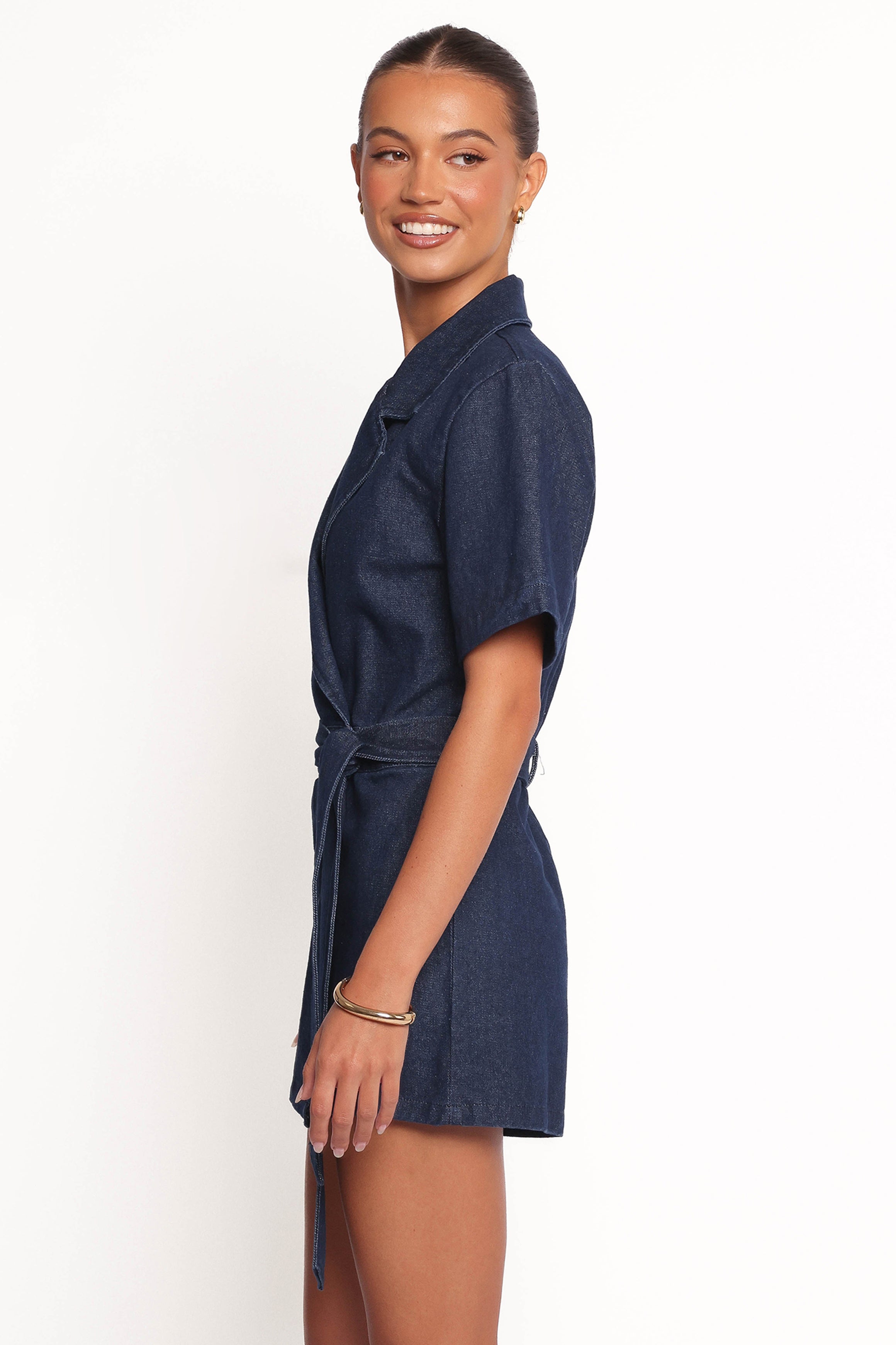 Bruna Denim Playsuit - Dark Wash