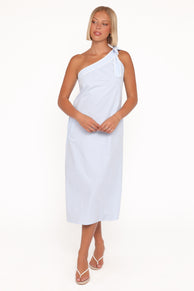 Brynlee One Shoulder Midi Dress - Blue