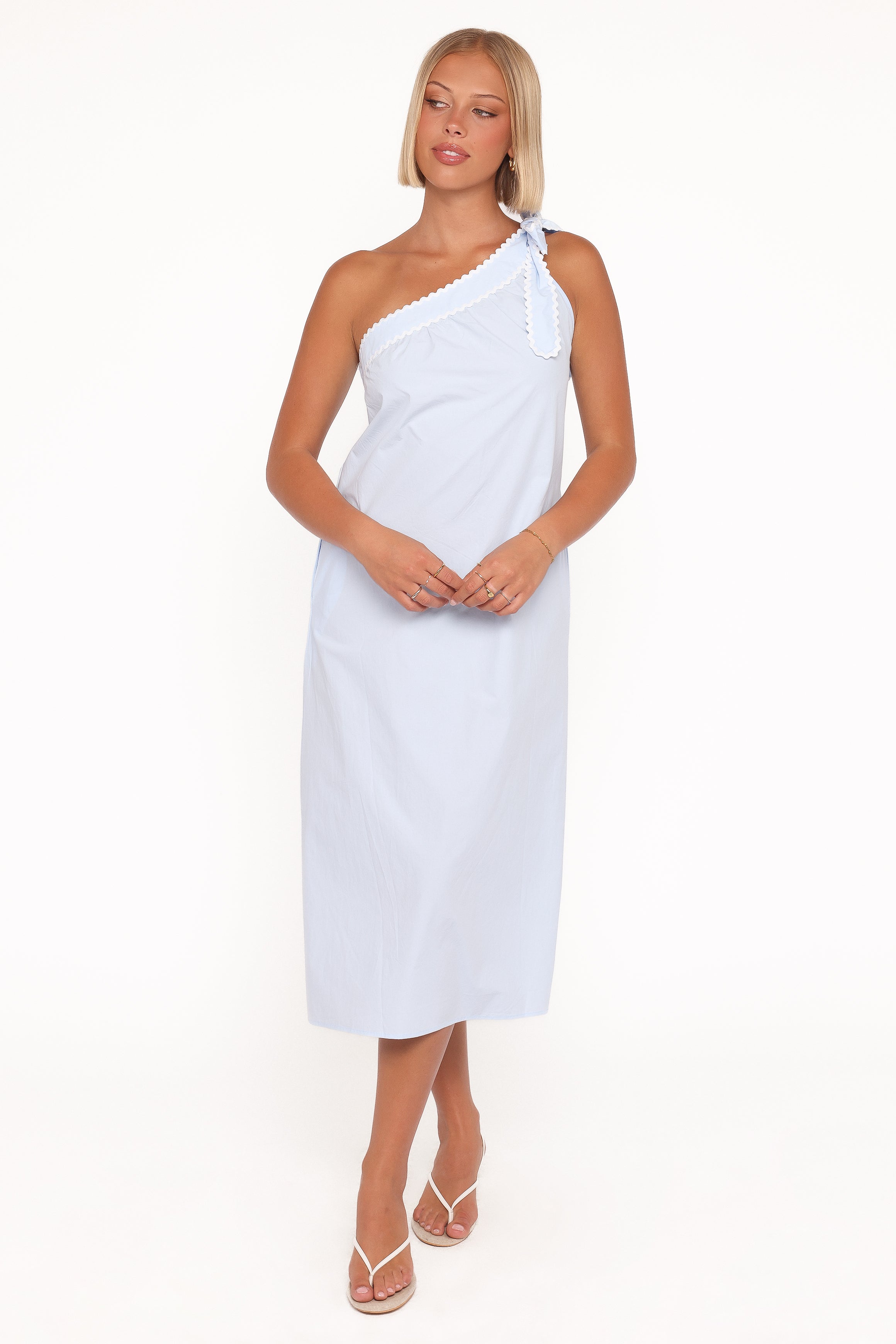 Brynlee One Shoulder Midi Dress - Blue