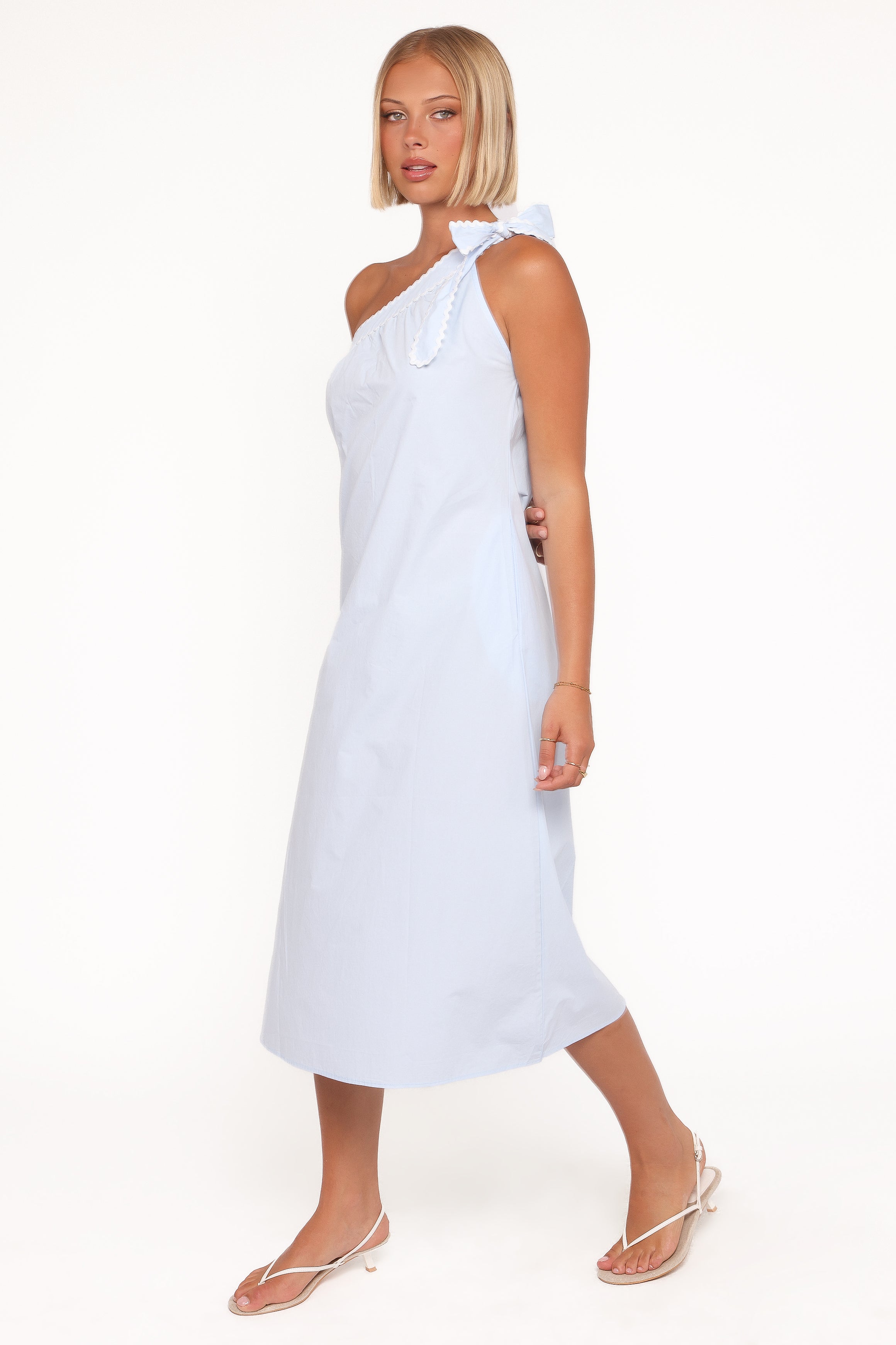 Brynlee One Shoulder Midi Dress - Blue