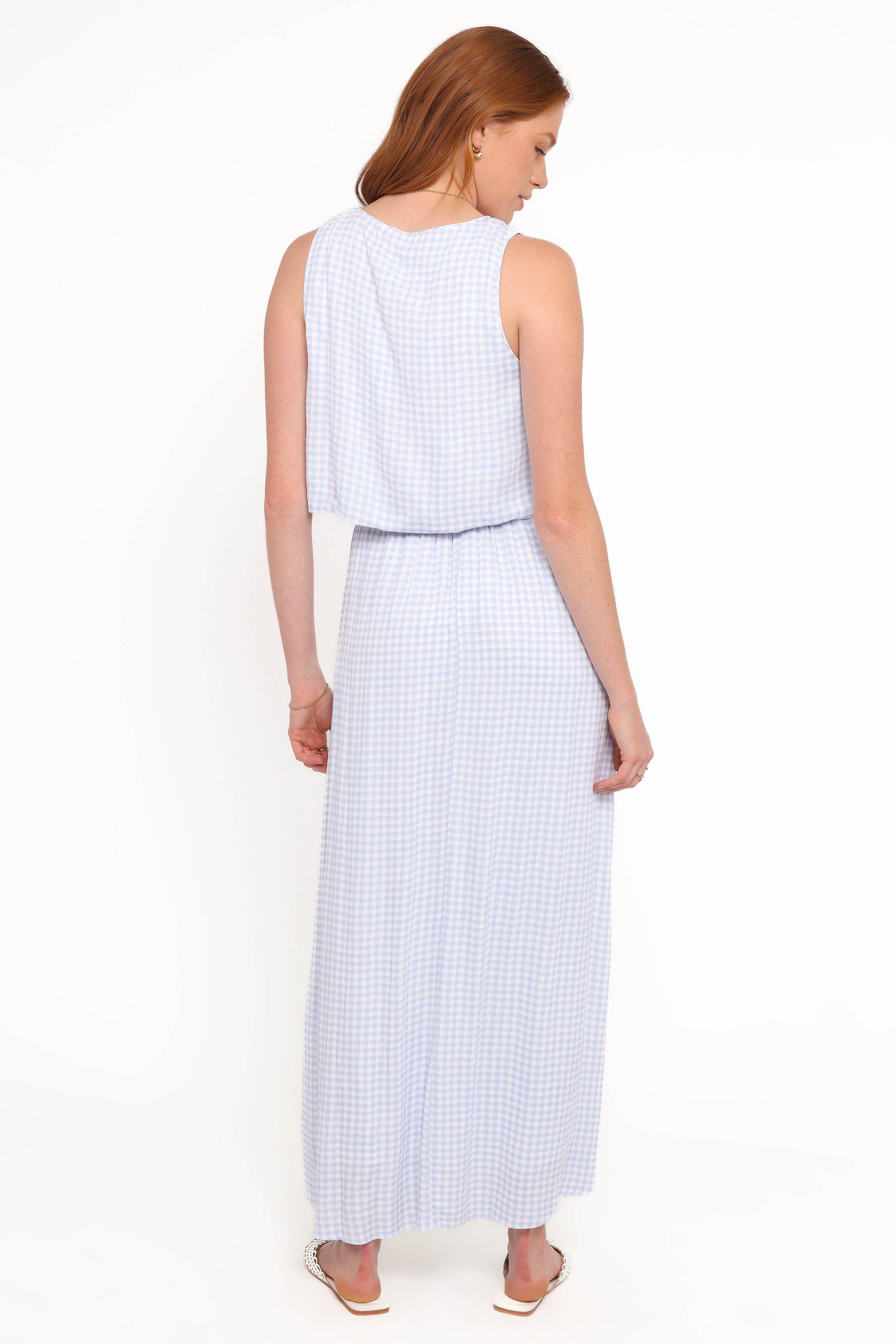 Captie Cotton Skirt Set - Blue Gingham