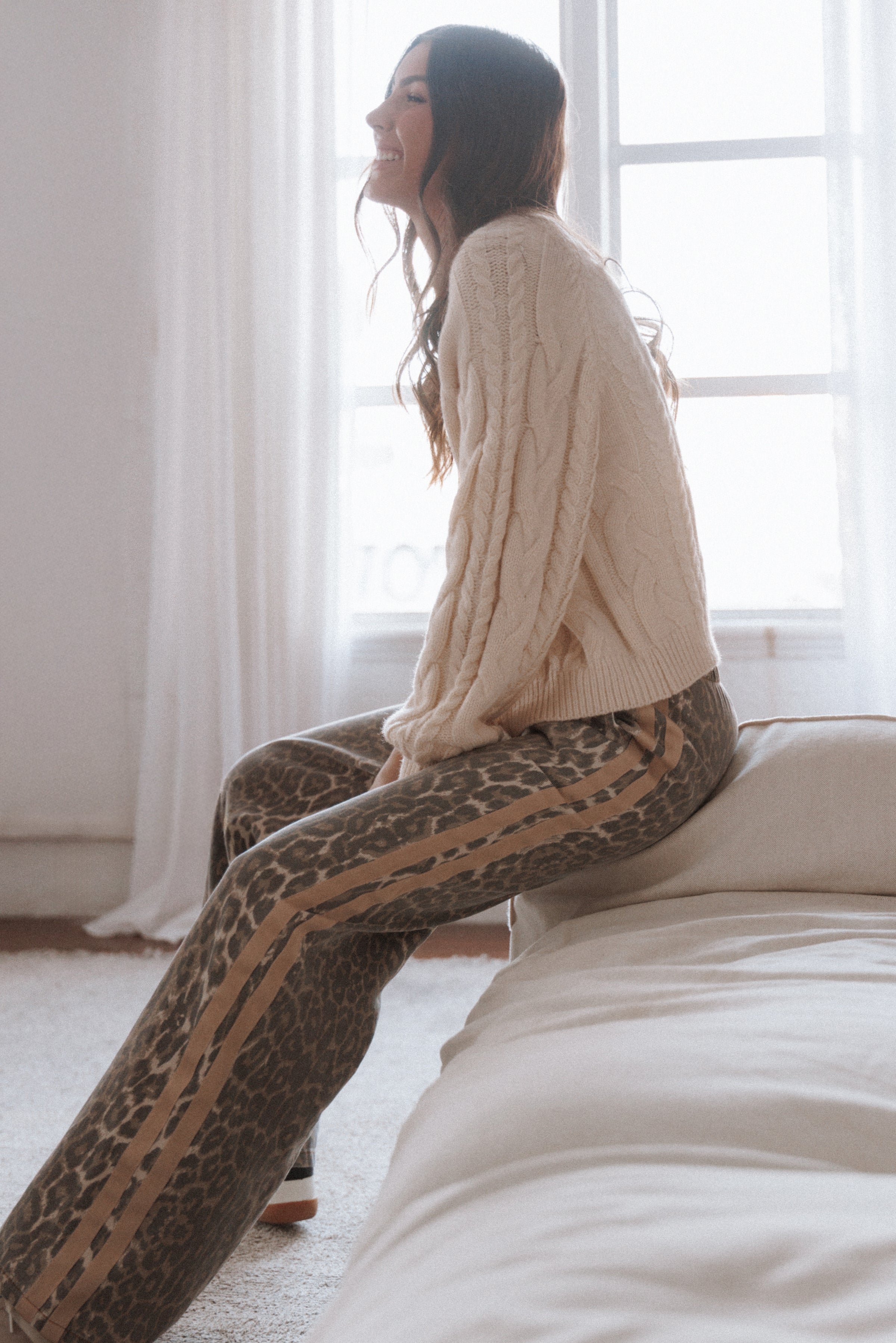 Fletcher Denim Racer Pants - Leopard