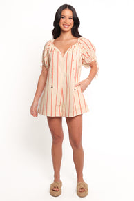 Carina Striped Playsuit - Red Stripe