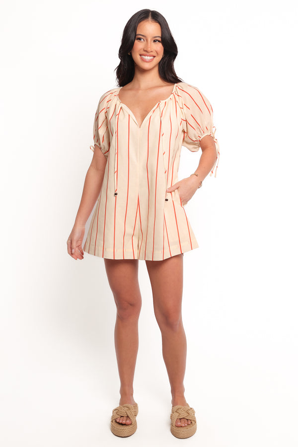 Carina Striped Playsuit - Red Stripe