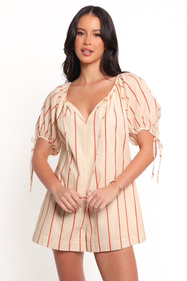 Carina Striped Playsuit - Red Stripe