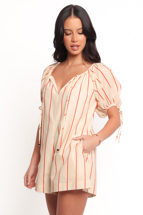 Carina Striped Playsuit - Red Stripe