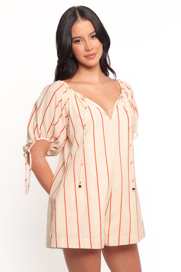 Carina Striped Playsuit - Red Stripe