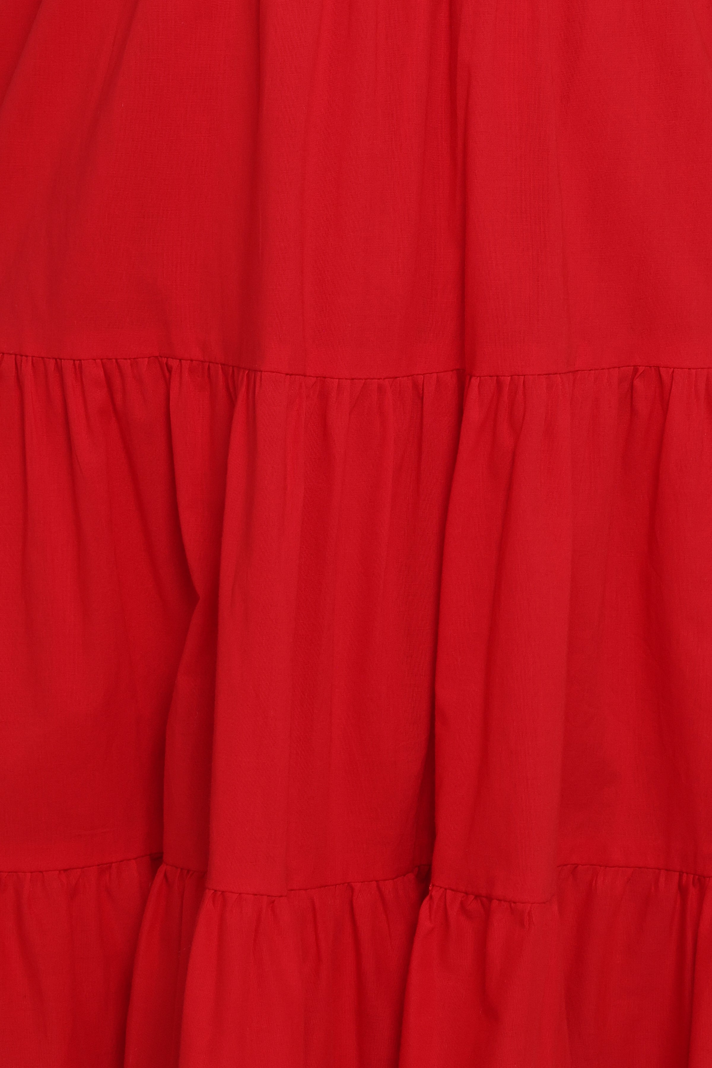 Carrol Shirred Bodice Maxi Dress - Red