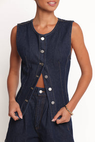 Caruso Denim Vest - Dark Denim