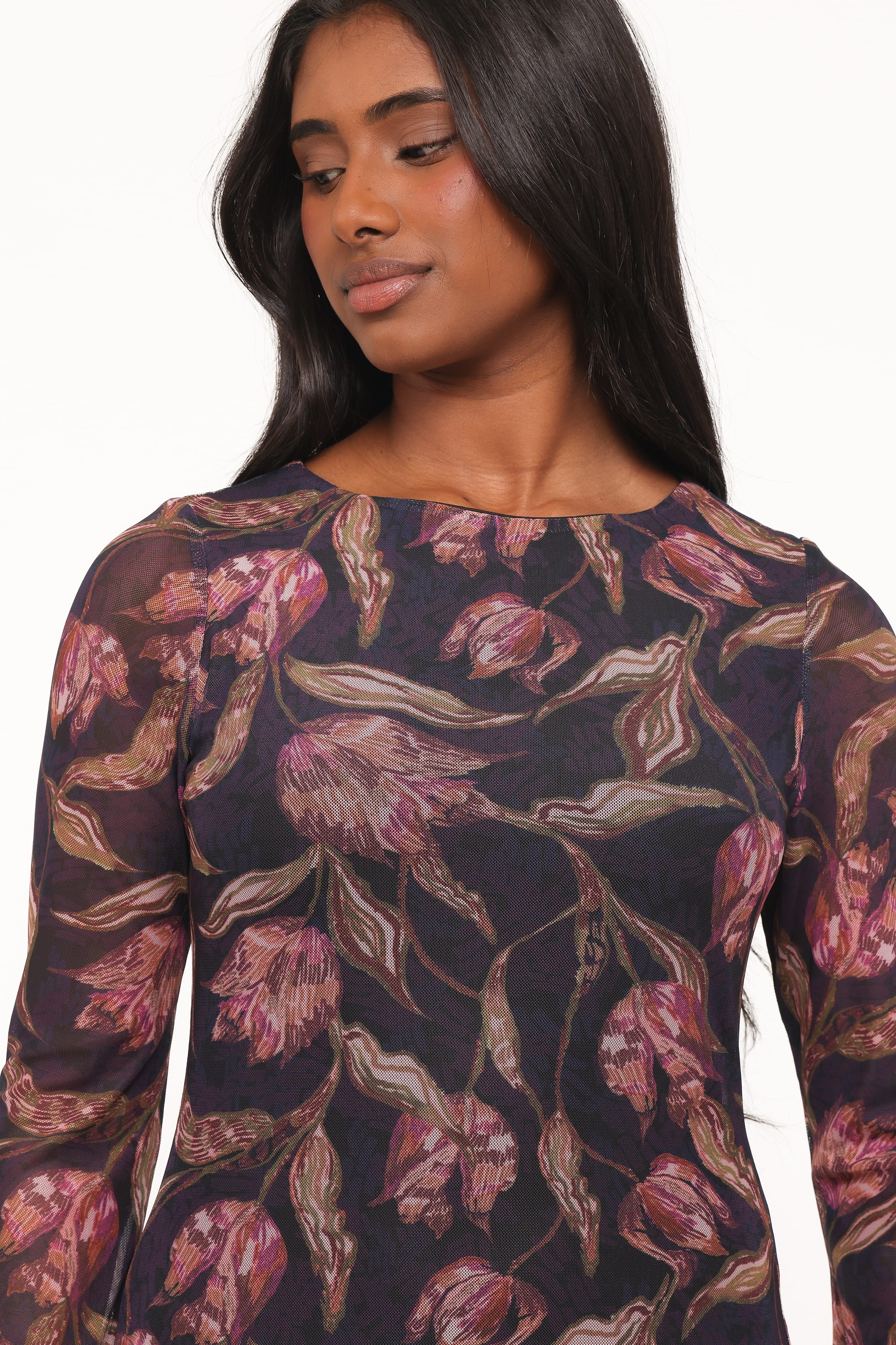 Cassidy Long Sleeve Maxi Dress - Dark Plum Floral