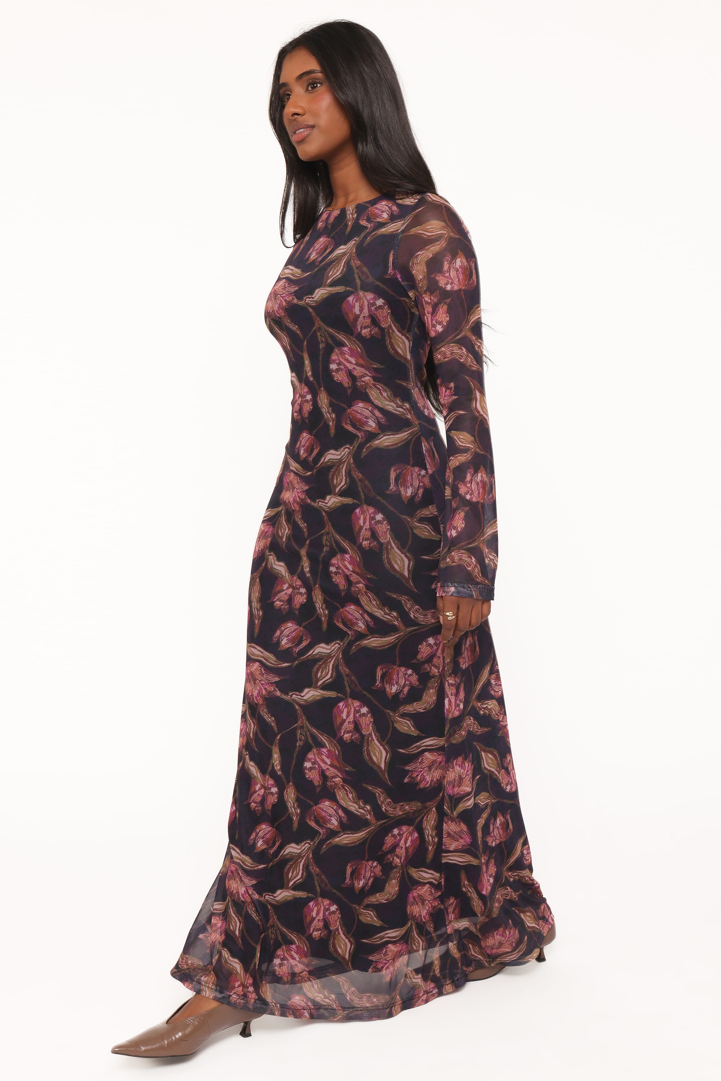 Cassidy Long Sleeve Maxi Dress - Dark Plum Floral