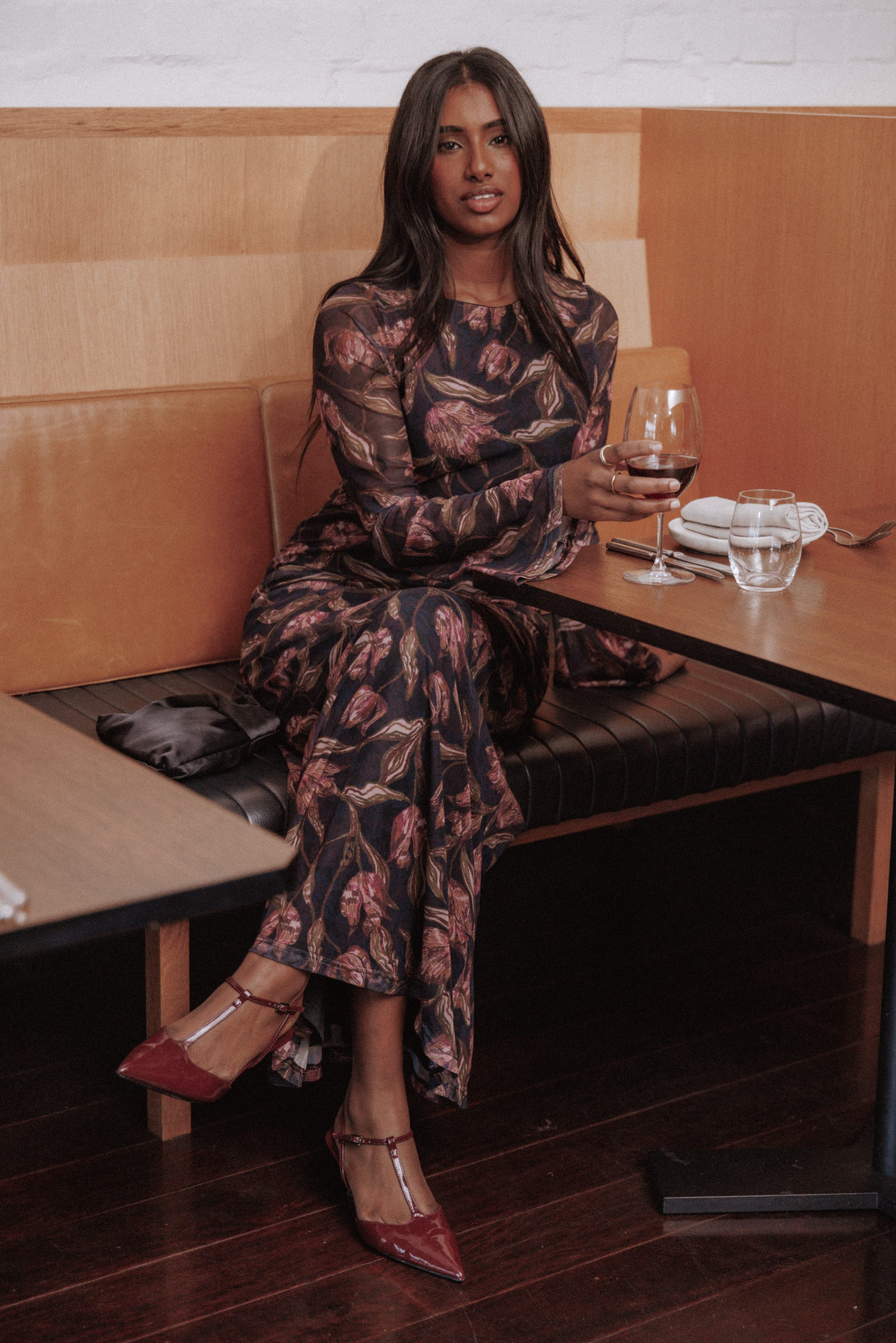 Cassidy Long Sleeve Maxi Dress - Dark Plum Floral
