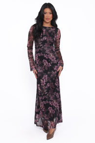 Cassidy Long Sleeve Maxi Dress - Purple Floral