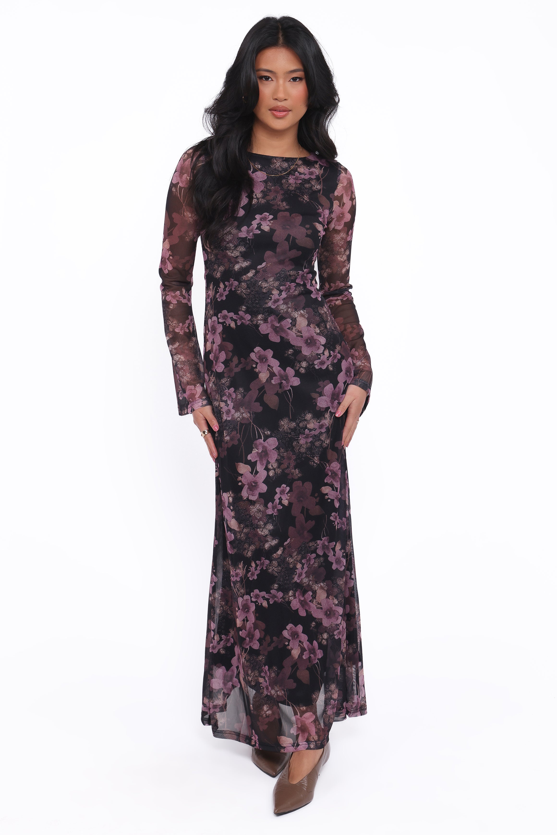 Cassidy Long Sleeve Maxi Dress - Purple Floral
