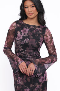 Cassidy Long Sleeve Maxi Dress - Purple Floral