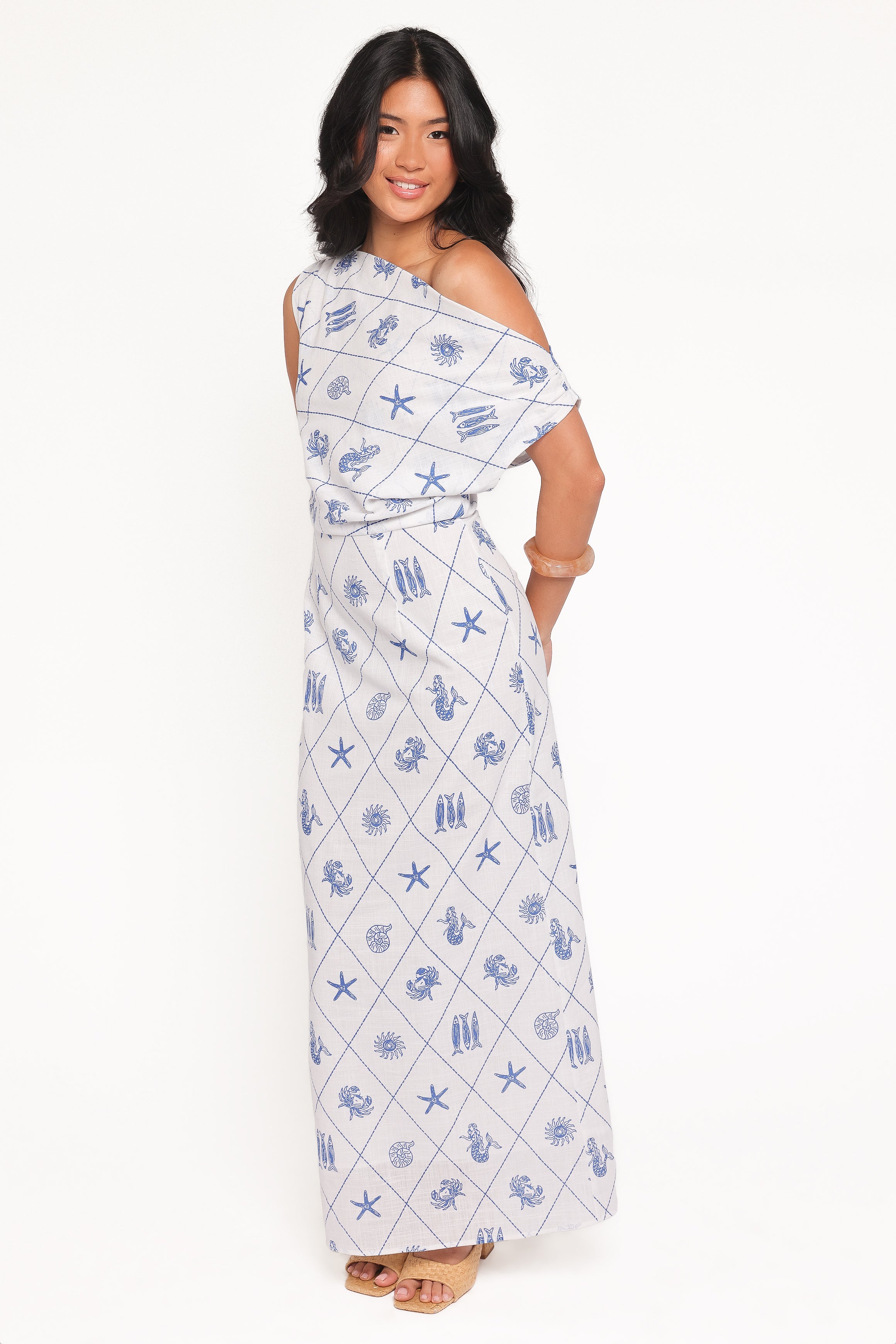 Cassie Midi Dress - Seashell Print