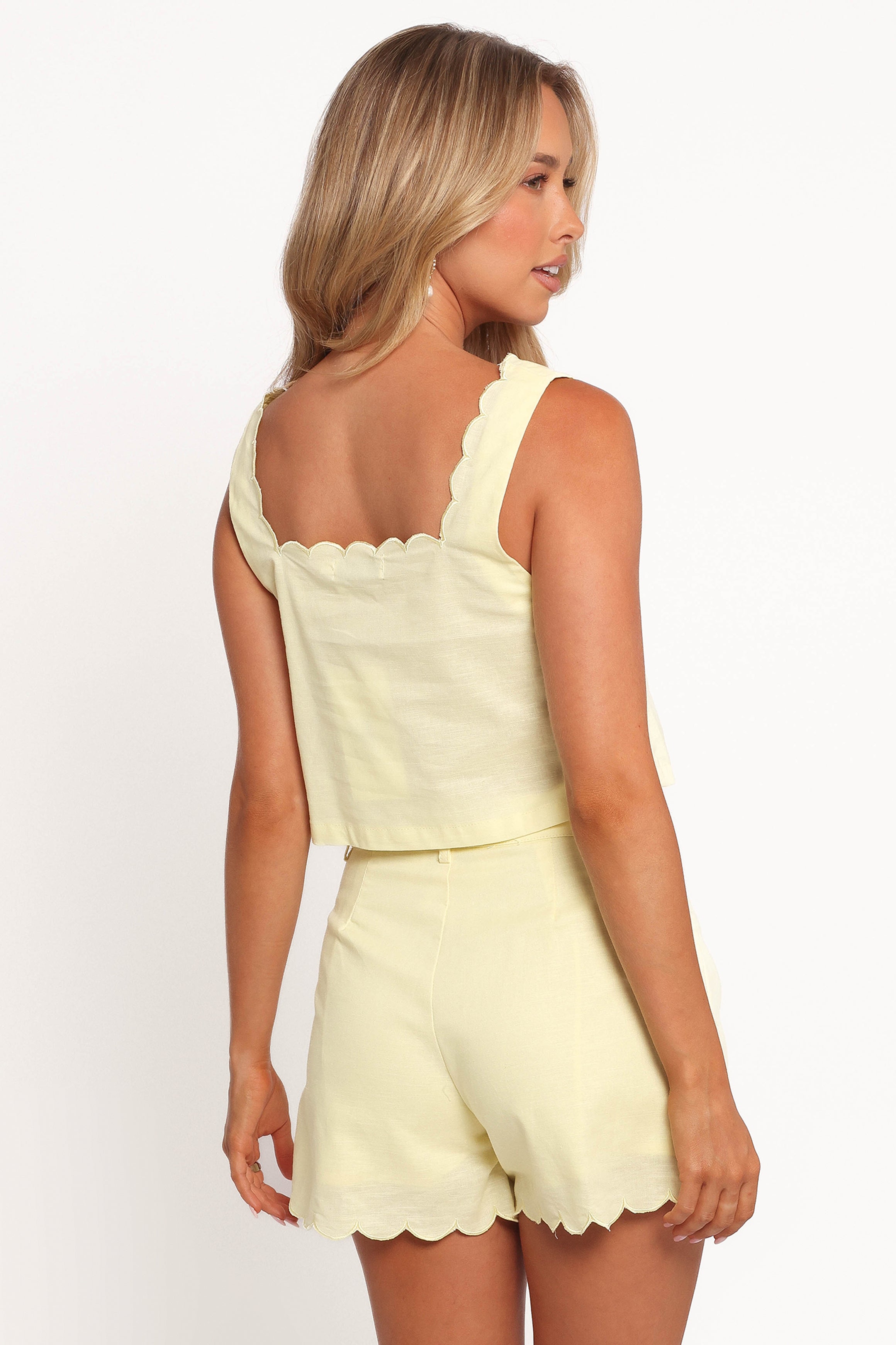 Castiel Scalloped Short Set - Yellow