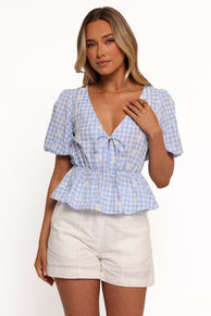 Cecelia Top - Blue Gingham