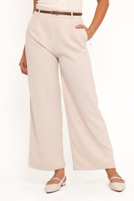 Ceres Belted Wide Leg Pant - Stone