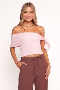 Charama Off Shoulder Knit Top - Pink