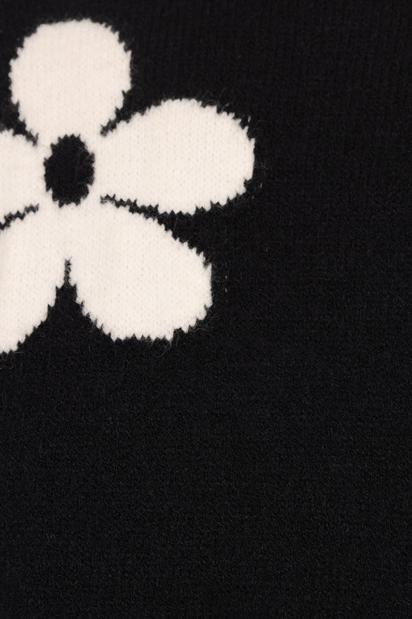 Charlie Flower Knit Sweater - Black