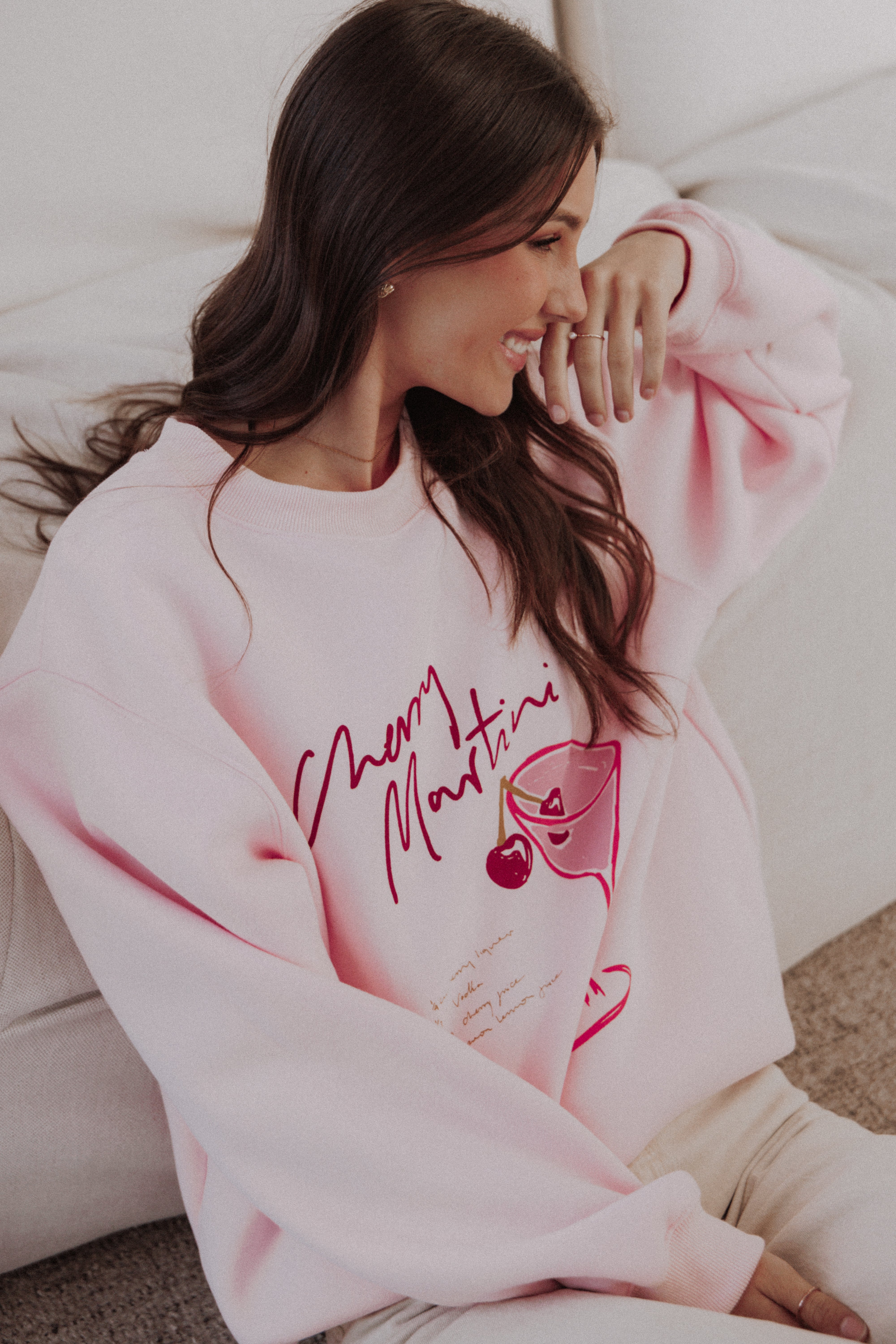 Cherry Martini Graphic Sweatshirt - Pink